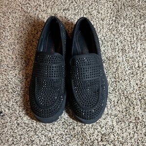 Women’s black rhinestone loafers